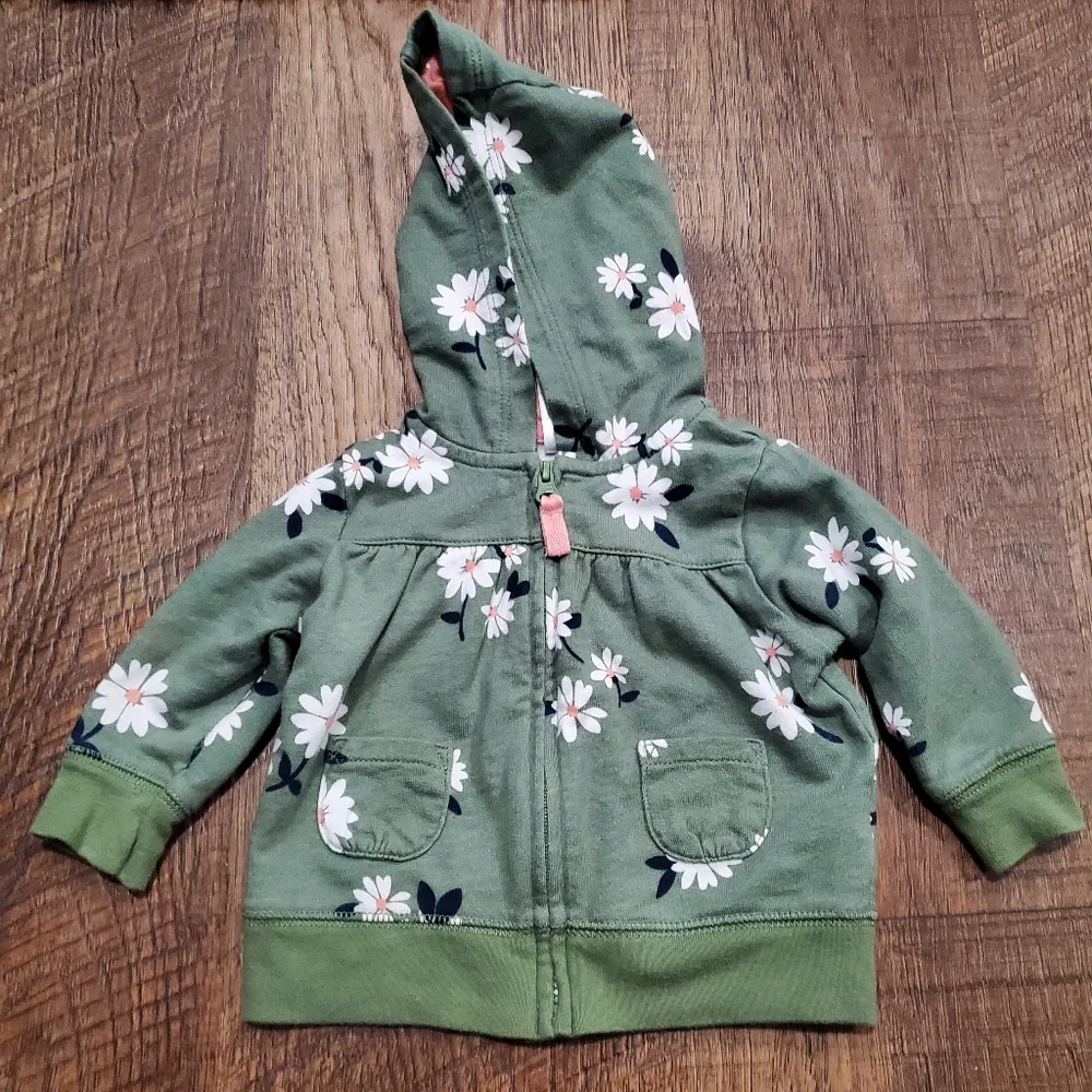 Carters Baby Girl Matching Set Floral Zip Up Sweatshirt Polka Dot Leggings 3M